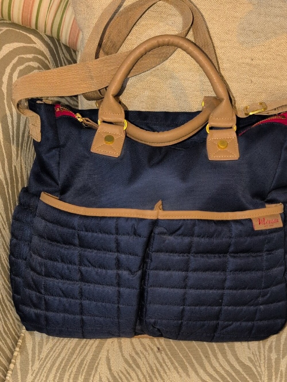 Quilted Navy Mamarn Unisex Baby Bag - Picture 6 of 12